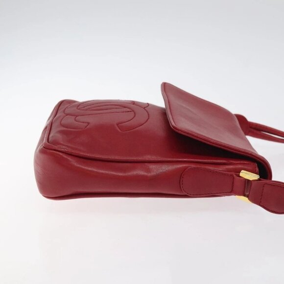 CHANEL COCO Mark Shoulder Bag Lamb Skin Red Gold - Picture 3 of 16